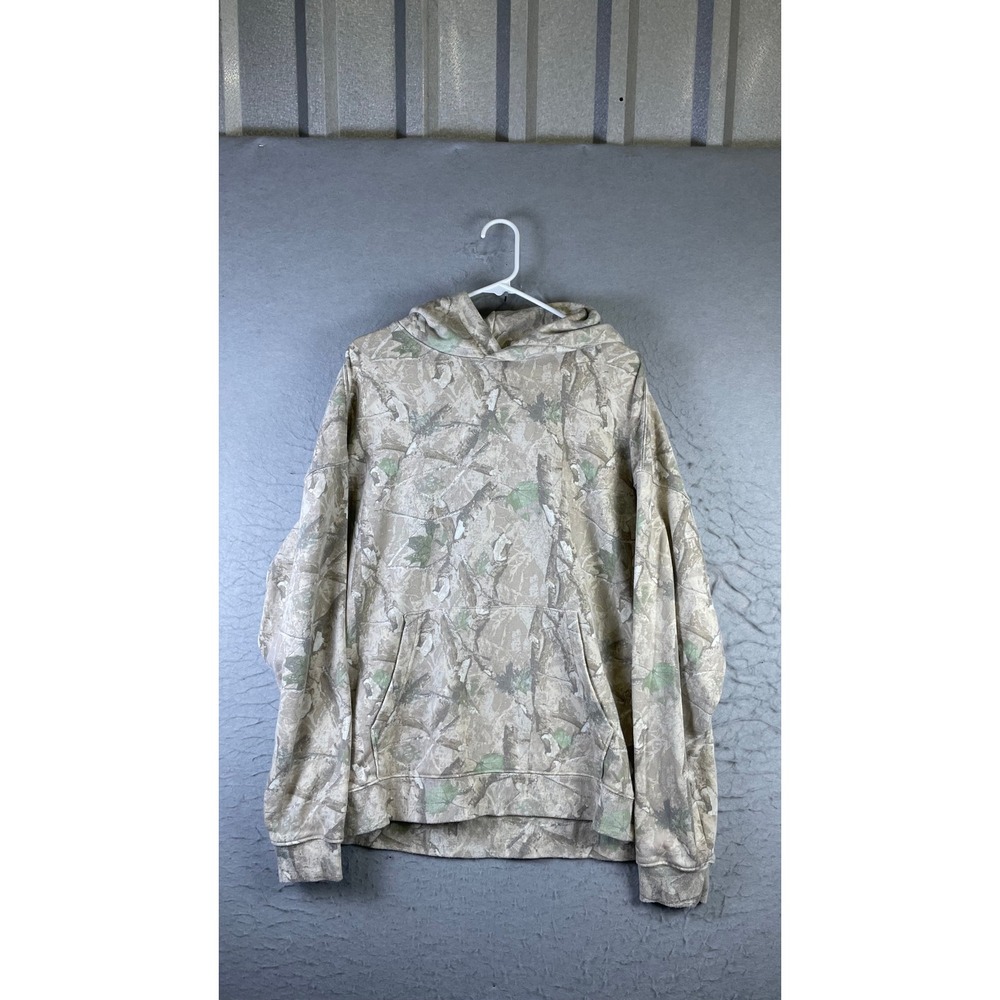 No Boundaries Hoodie Mens L Tan Camo Excellent Oversized Fit French Terry